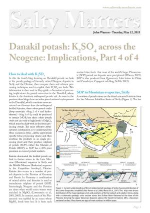K2SO4 Across the Neogene: Implications, Part 4 of 4