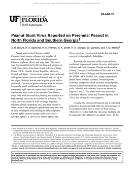 Peanut Stunt Virus Reported on Perennial Peanut in North Florida and Southern Georgia1
