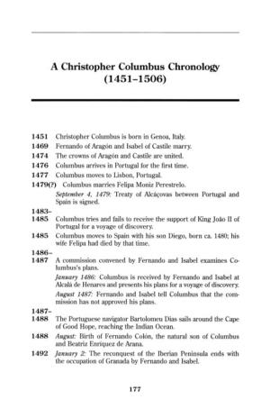 A Christopher Columbus Chronology (1451-1506)