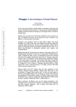 Tintagel: in the Footsteps of Rudolf Steiner