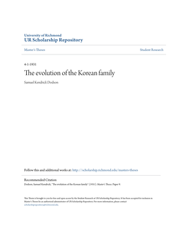 The Evolution of the Korean Family Samuel Kendrick Dodson