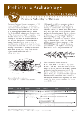 Prehistoric Archaeology Dartmoor Factsheet