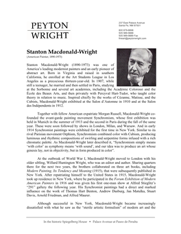 Bio Macdonald Wright, Stanton Full