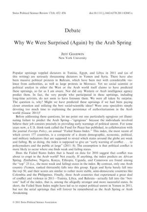 Why We Were Surprised (Again) by the Arab Spring