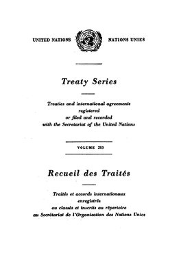 Treaty Series Recue1i Des Traites