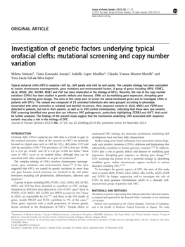 Investigation of Genetic Factors Underlying Typical Orofacial Clefts: Mutational Screening and Copy Number Variation