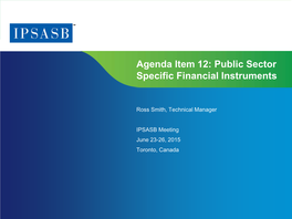 Agenda Item 12: Public Sector Specific Financial Instruments