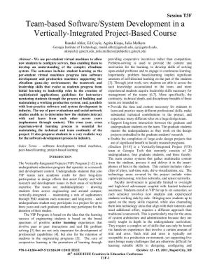Team-Based Software/System Development in a Vertically-Integrated Project-Based Course