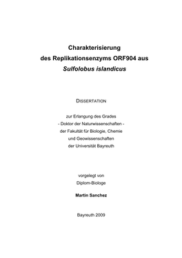 Charakterisierung Des Replikationsenzyms ORF904 Aus Sulfolobus Islandicus