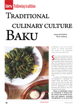 Traditional Culinary Culture Baku
