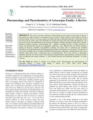 Pharmacology and Phytochemistry of Artocarpus Family: a Review Krupa S., C