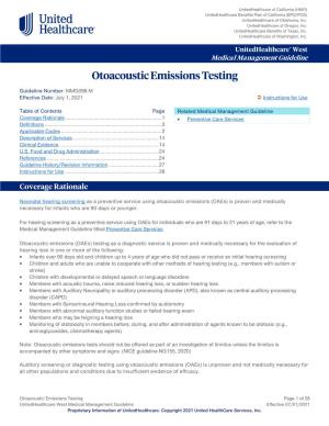 Otoacoustic Emissions Testing