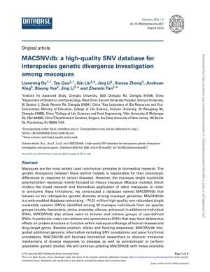 A High-Quality SNV Database for Interspecies Genetic Divergence