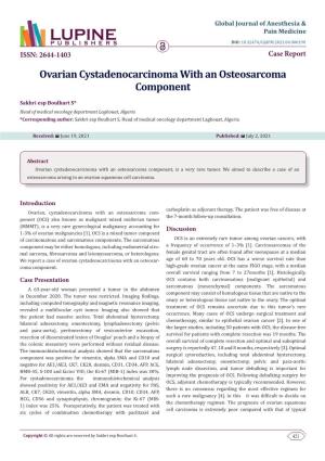 Ovarian Cystadenocarcinoma with an Osteosarcoma Component