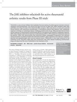 The JAK Inhibitor Tofacitinib for Active Rheumatoid Arthritis: Results from Phase III Trials