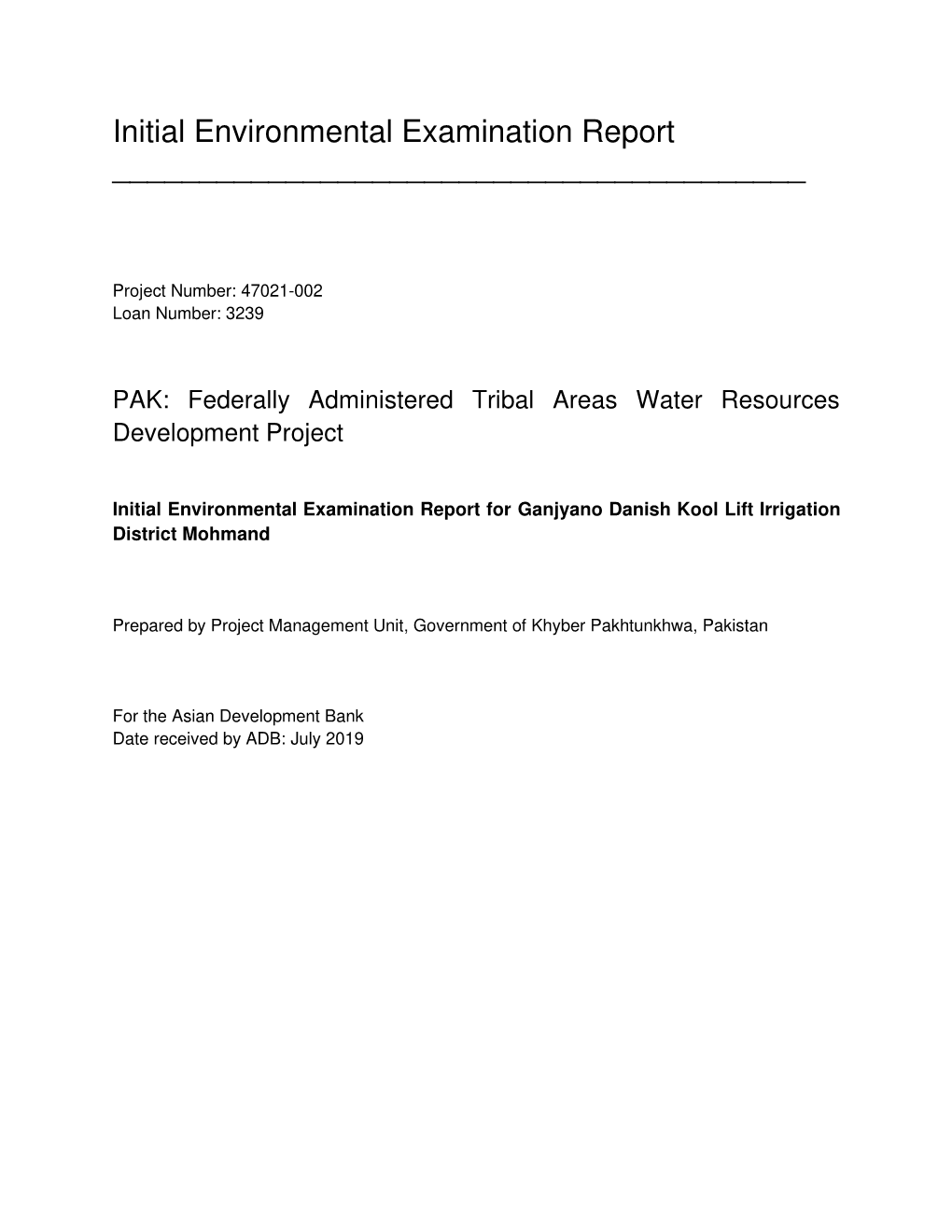 Initial Environmental Examination Report ______