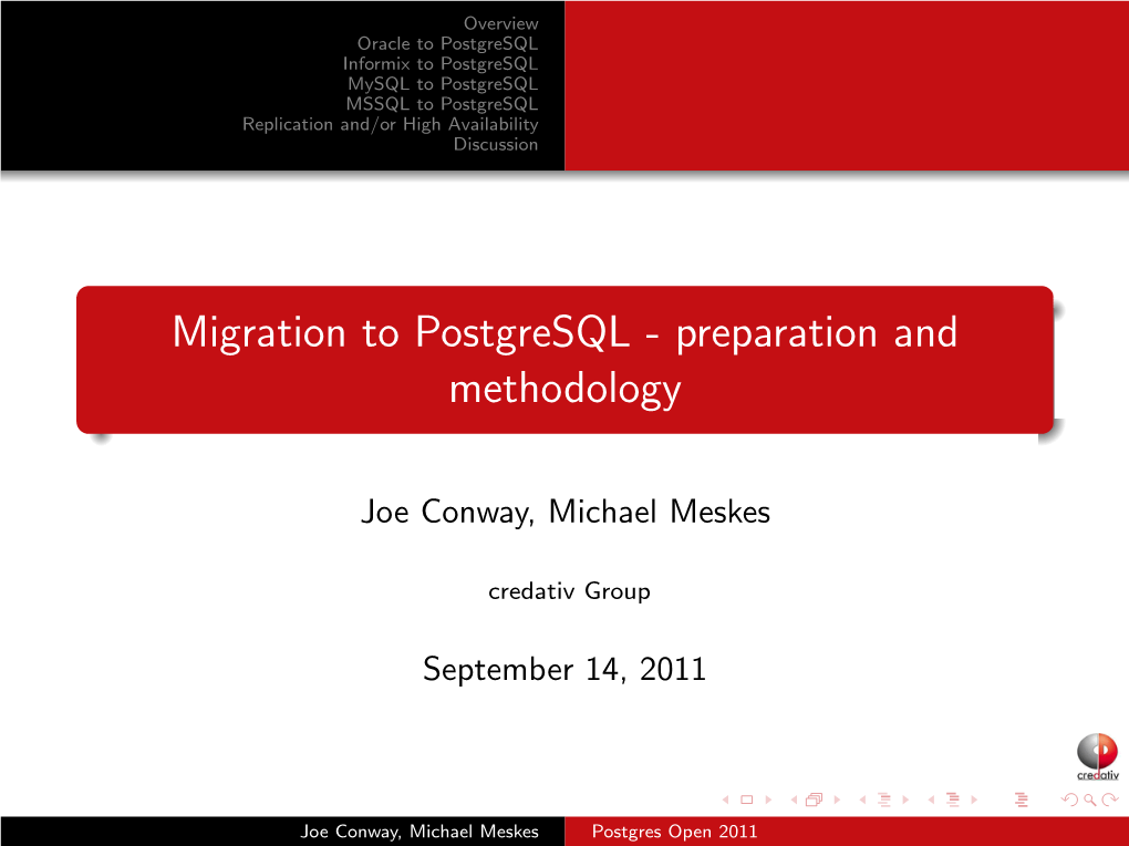 Migration to Postgresql - Preparation and Methodology