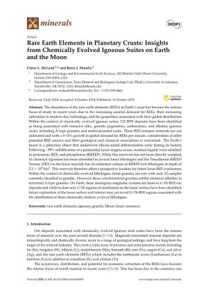 Rare Earth Elements in Planetary Crusts: Insights from Chemically Evolved Igneous Suites on Earth and the Moon