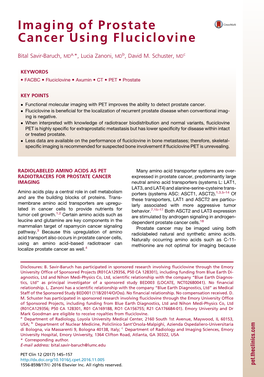 Imaging of Prostate Cancer Using Fluciclovine