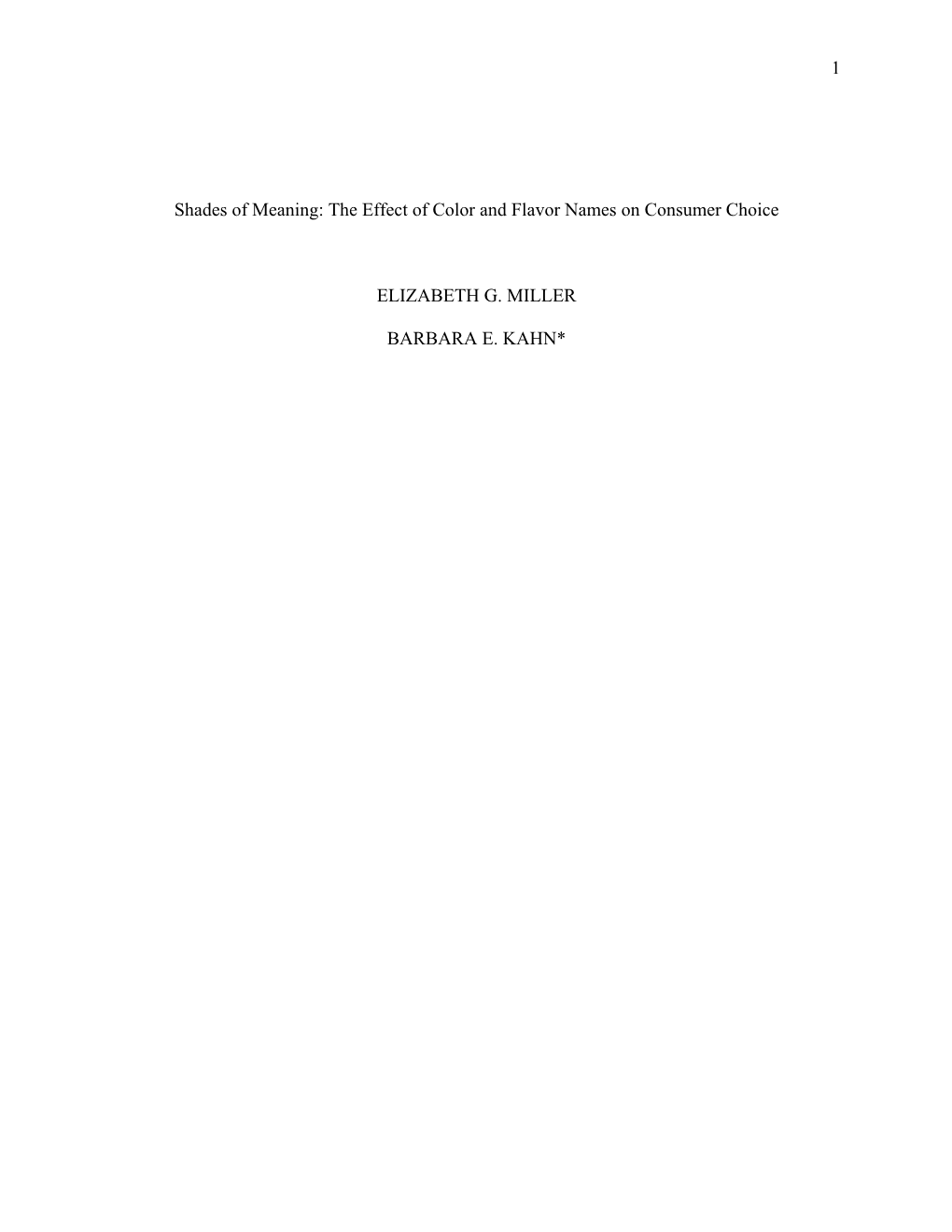 The Effect of Color and Flavor Names on Consumer Choice
