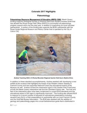 Colorado 2017 Highlights Paleontology