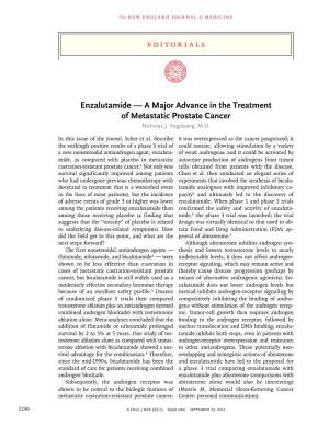 Enzalutamide — a Major Advance in the Treatment of Metastatic Prostate Cancer Nicholas J