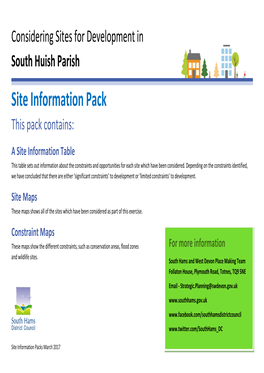 Considering Sites for Development in South Huish Parish