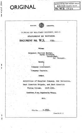 ROINN COSANTA. BUREAU of MILITARY HISTORY, 1913-21. STATEMENT by WITNESS. DOCUMENT NO. W.S. 1544. Witness Sergeant Patrick Meeha