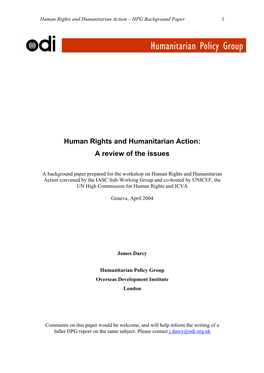 Human Rights and Humanitarian Action: a Review of the Issues