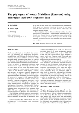 Using Chloroplast Trnl-Trnf Sequence Data