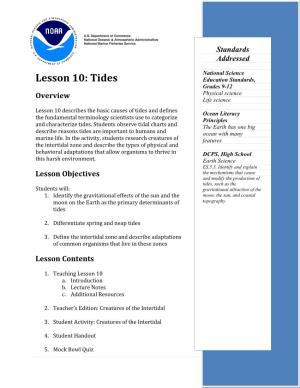 Tides Education Standards, Grades 9-12 Overview Physical Science Life Science