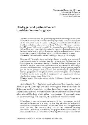 Heidegger and Postmodernism: Considerations on Language