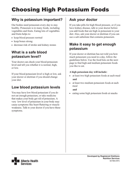 Choosing High Potassium Foods