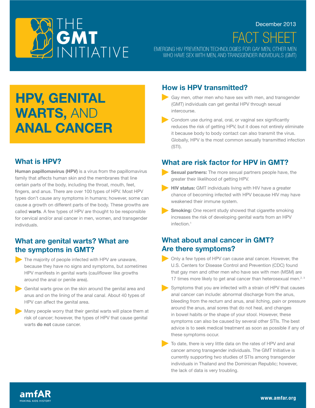 Fact Sheet: HPV, Genital Warts, and Anal Cancer