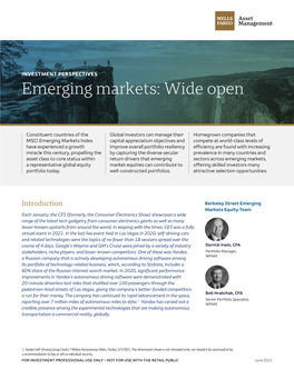 Emerging Markets: Wide Open