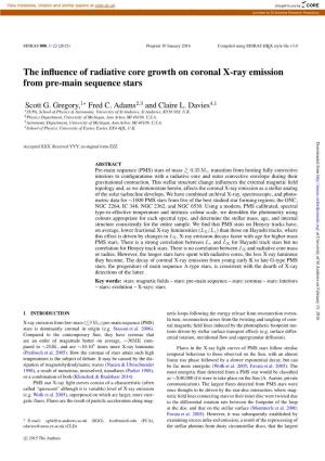 The Influence of Radiative Core Growth on Coronal X-Ray Emission from Pre