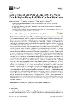 Land Cover and Land Use Change in the US Prairie Pothole Region Using the USDA Cropland Data Layer