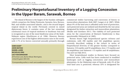 Preliminary Herpetofaunal Inventory of a Logging Concession in the Upper Baram, Sarawak, Borneo