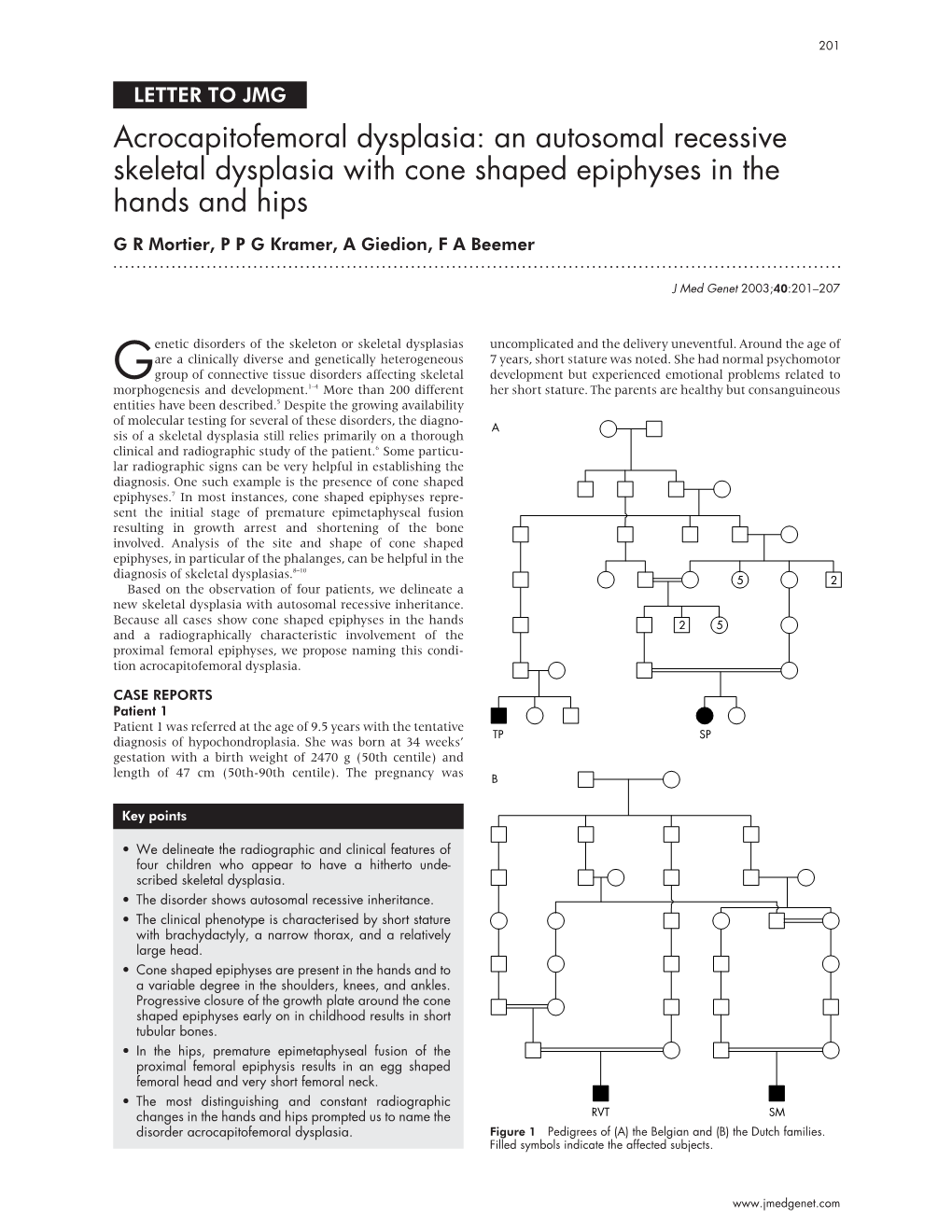 Mortier Group, Acrocapitofemoral Clinical