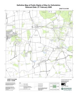 Definitive Map of Public Rights of Way for Oxfordshire Relevant Date: 21St February 2006 Colour SHEET SU 49 NW