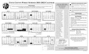 CECIL COUNTY PUBLIC SCHOOLS 2021-2022 CALENDAR Guidelines for Interpreting This Calendar Cecil County Public Schools -Denotes School Holiday for Students and Staff