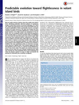 Predictable Evolution Toward Flightlessness in Volant Island Birds