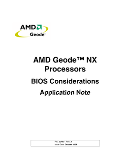 AMD Geode™ NX Processors BIOS Considerations Application Note