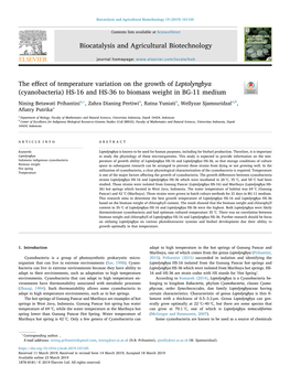 The Effect of Temperature Variation on the Growth of Leptolyngbya