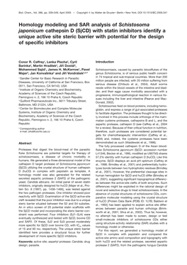 Homology Modeling and SAR Analysis of Schistosoma Japonicum