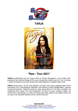 Tarja Tourinfo RAW 2021