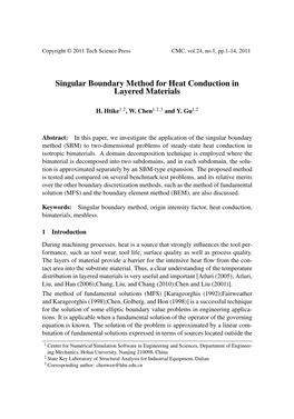 Singular Boundary Method for Heat Conduction in Layered Materials