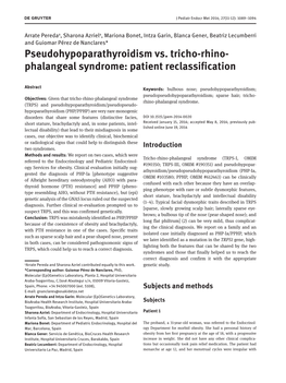 Pseudohypoparathyroidism Vs. Tricho-Rhino- Phalangeal Syndrome: Patient Reclassification
