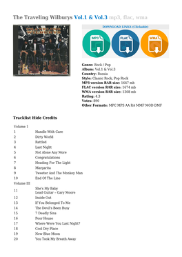 The Traveling Wilburys Vol.1 & Vol.3 Mp3, Flac, Wma