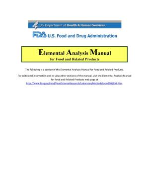 Elemental Analysis Manual for Food and Related Products